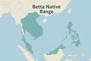 map- green color of which shows betta native regions