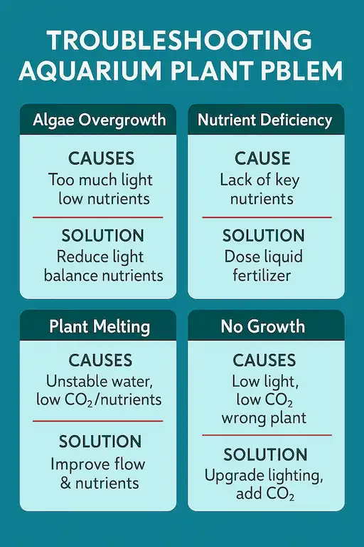 How to Grow Aquarium Plants for Your Tank 2 infographics- fixing aquarium plant problems