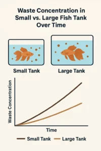 waste concentration in small vs. large tanks