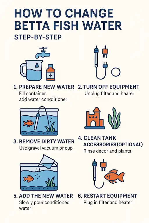 How to Change Betta Fish Water 1 infographics-procedure of betta water change